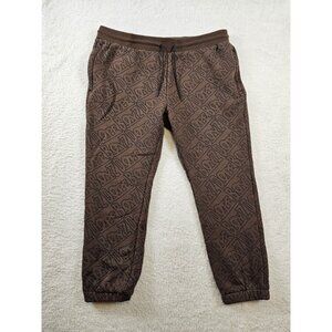 DOPE Sweatpants Men's Size 3XL Brown Black Dope Boyz Logo‎ All Over Drawstring